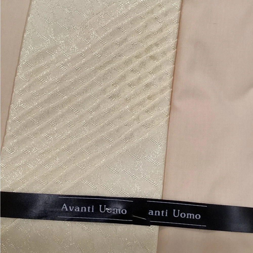 Avanti Uomo Ivory Men's Dress Shirt with Tie - Picture 6 of 11